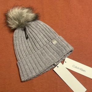 Calvin Klein Gray Pom Pom Hat